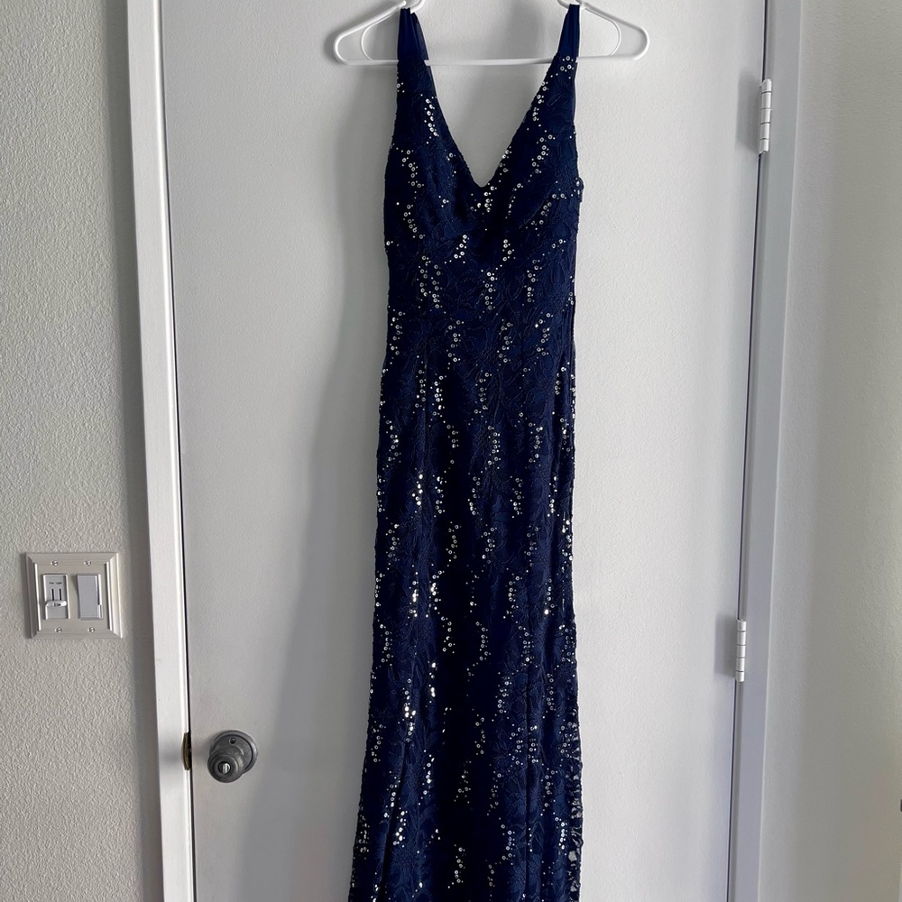 Windsor Blue Sequin Prom Dress